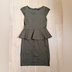 Alice & Olivia Olive Green Peplum Midi Dress